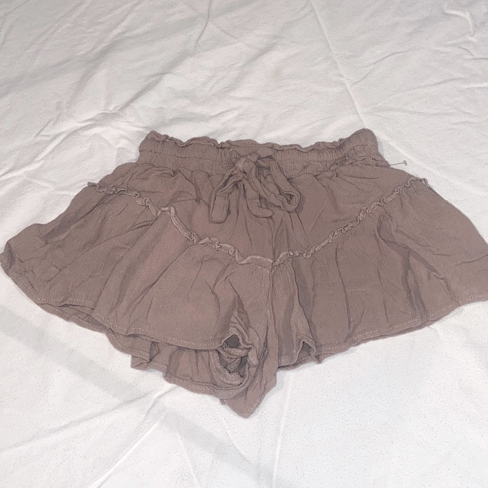brown ruffle skort with bow - JM